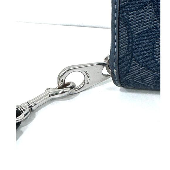 Coach Signature Denim Jacquard Long Zip Around Wallet Wristlet RARE - Picture 9 of 10